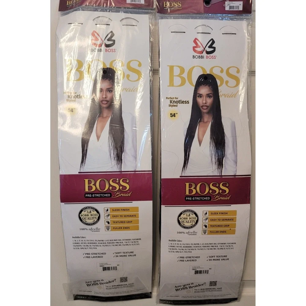 Two‎ 3 Packs BOSS Pre-Stretched Braid Bobbi Boss 54-Inch Color 2 - SEALED Hair